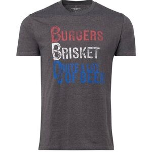 Men's Americana BBQ Beer T-shirt: Grey Graphic T-Shirt: Men’s size- Large